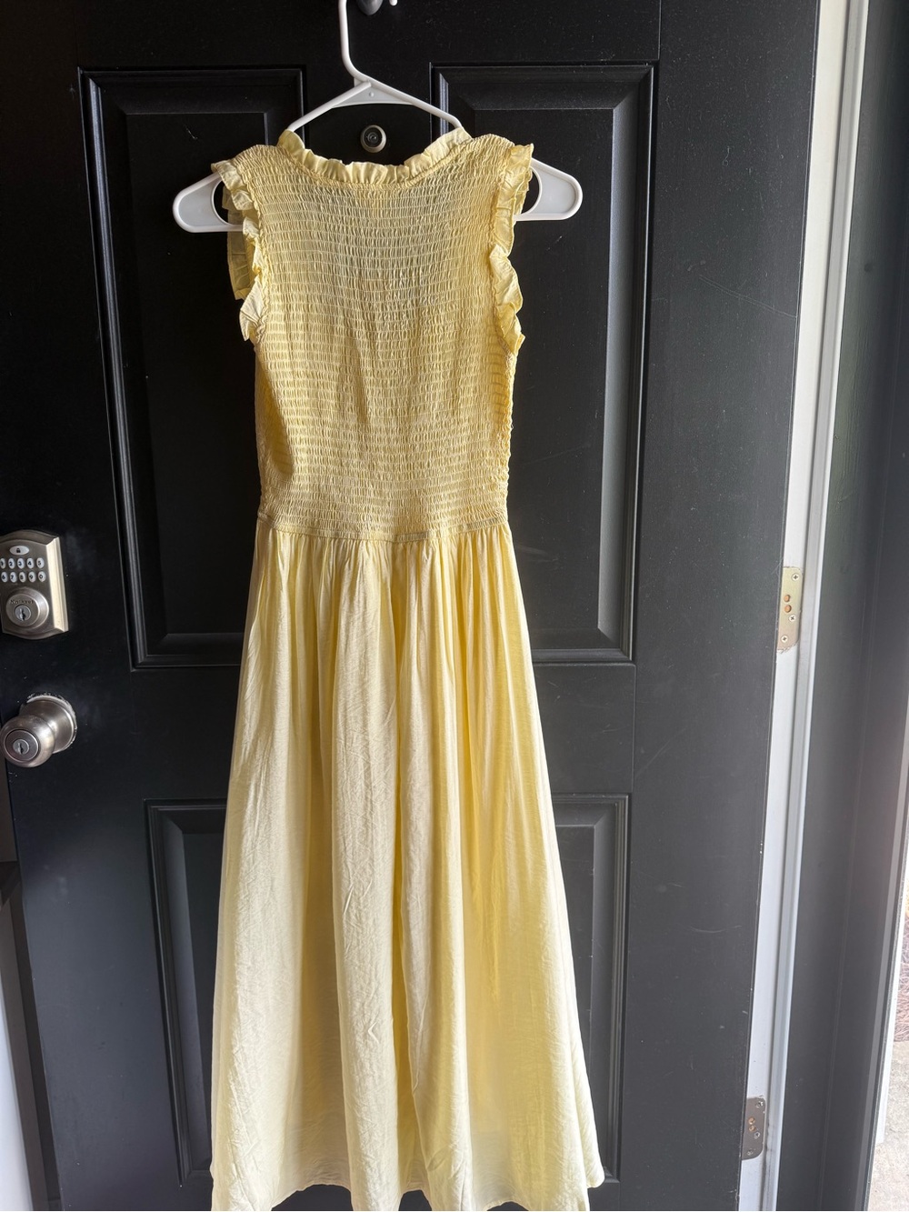 NWT butter-yellow smocked midi dress featuring a sweetheart neckline Size Small - Picture 13 of 14